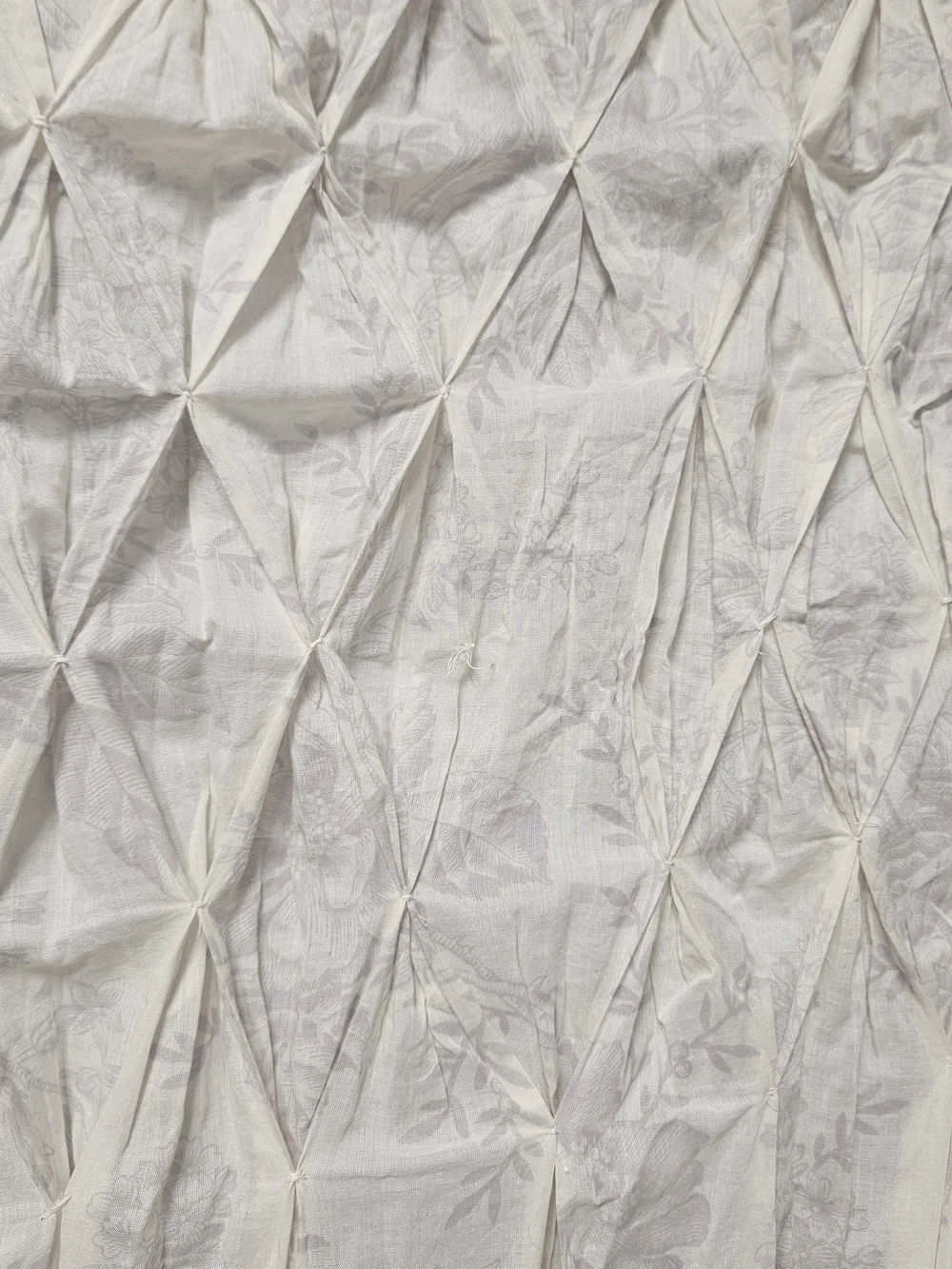 Lovely Cream and Lavender Pintuck Floral Drapery Curtains XL 100x50inches
